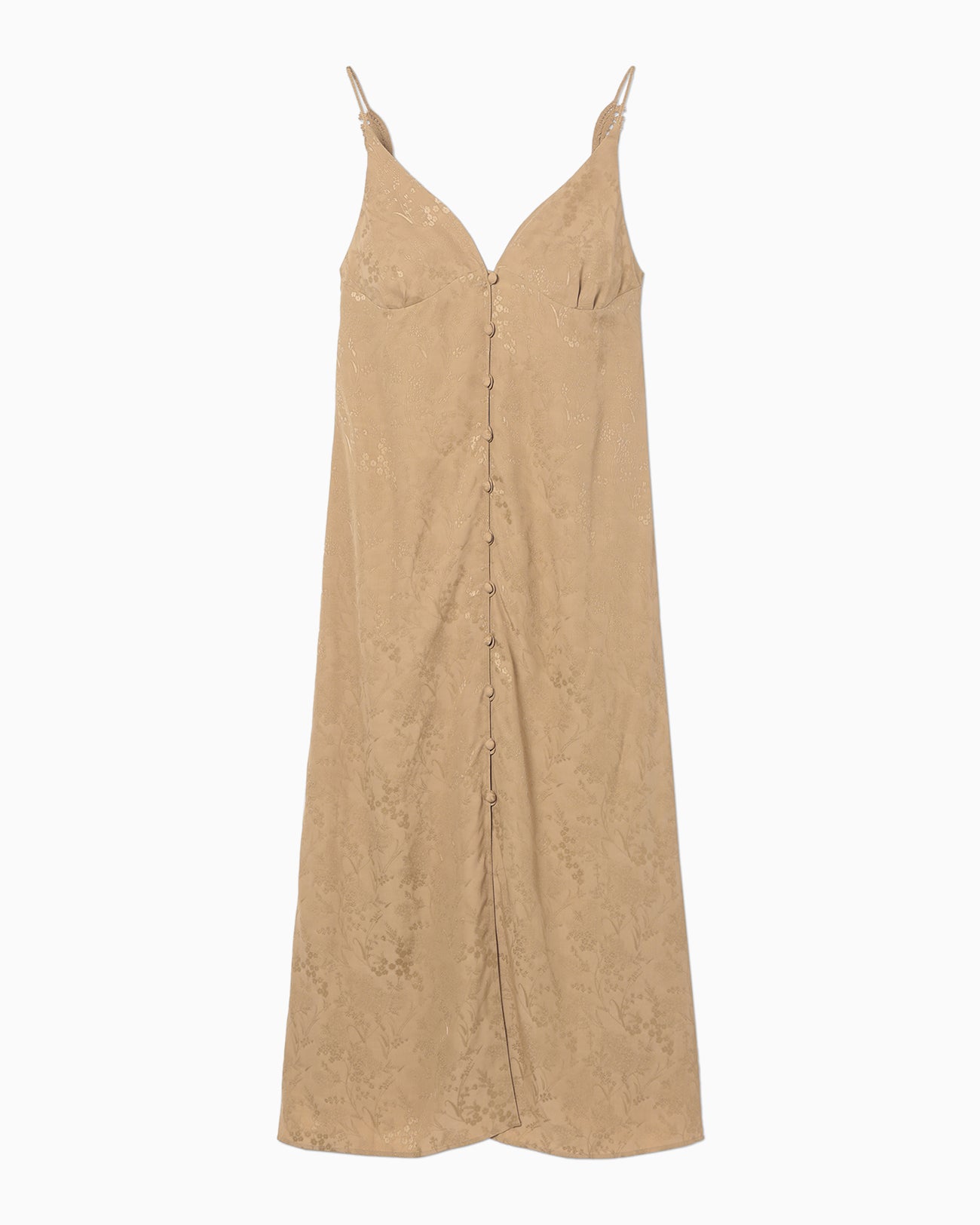 Floral Jacquard Camisole Dress - beige