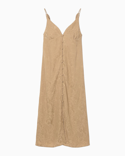 Floral Jacquard Camisole Dress - beige