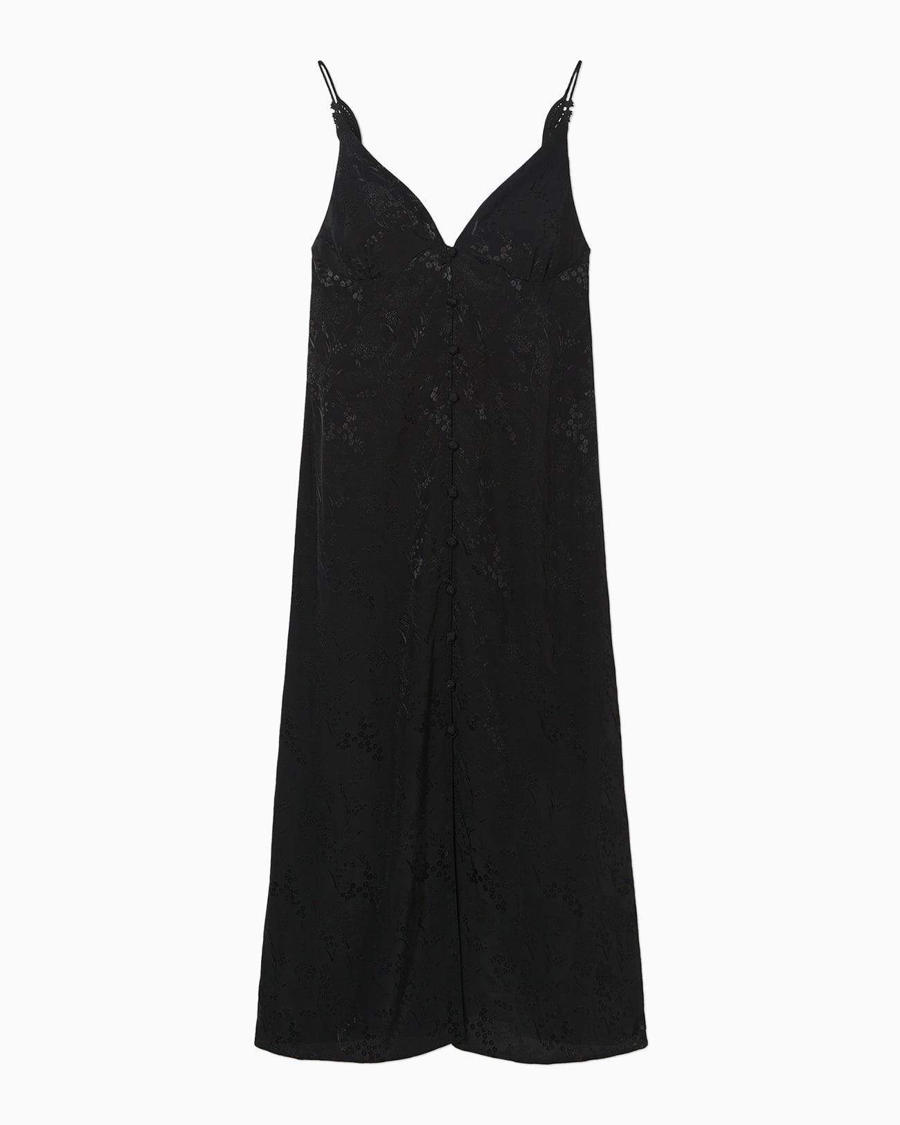 Floral Jacquard Camisole Dress - black