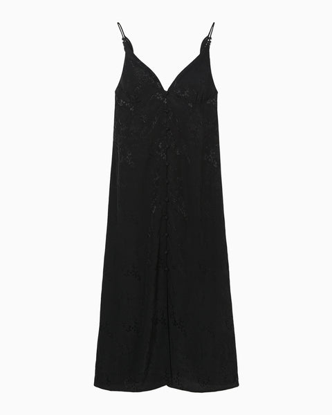 Floral Jacquard Camisole Dress - black