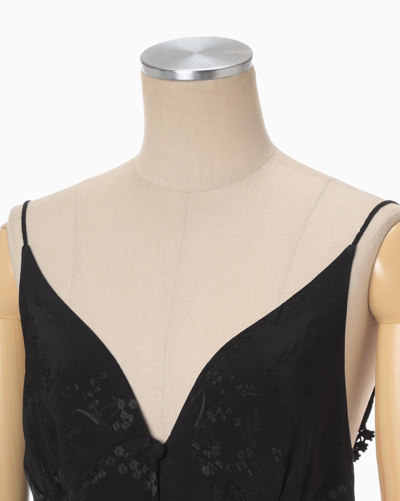 Floral Jacquard Camisole Dress - black