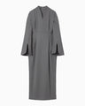 Light Wool Max Gabadine V-Neck Dress - grey