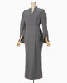 Light Wool Max Gabadine V-Neck Dress - grey