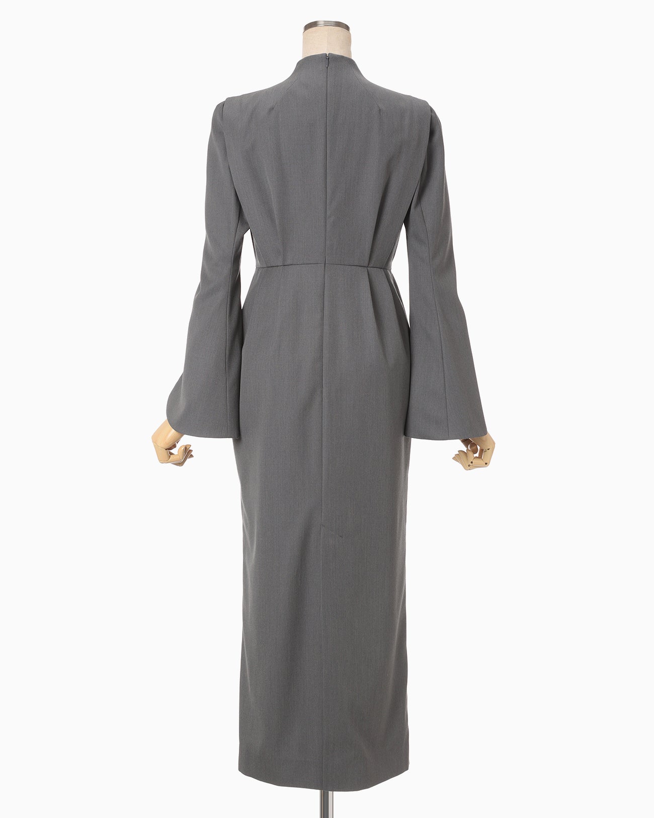 Light Wool Max Gabadine V-Neck Dress - grey