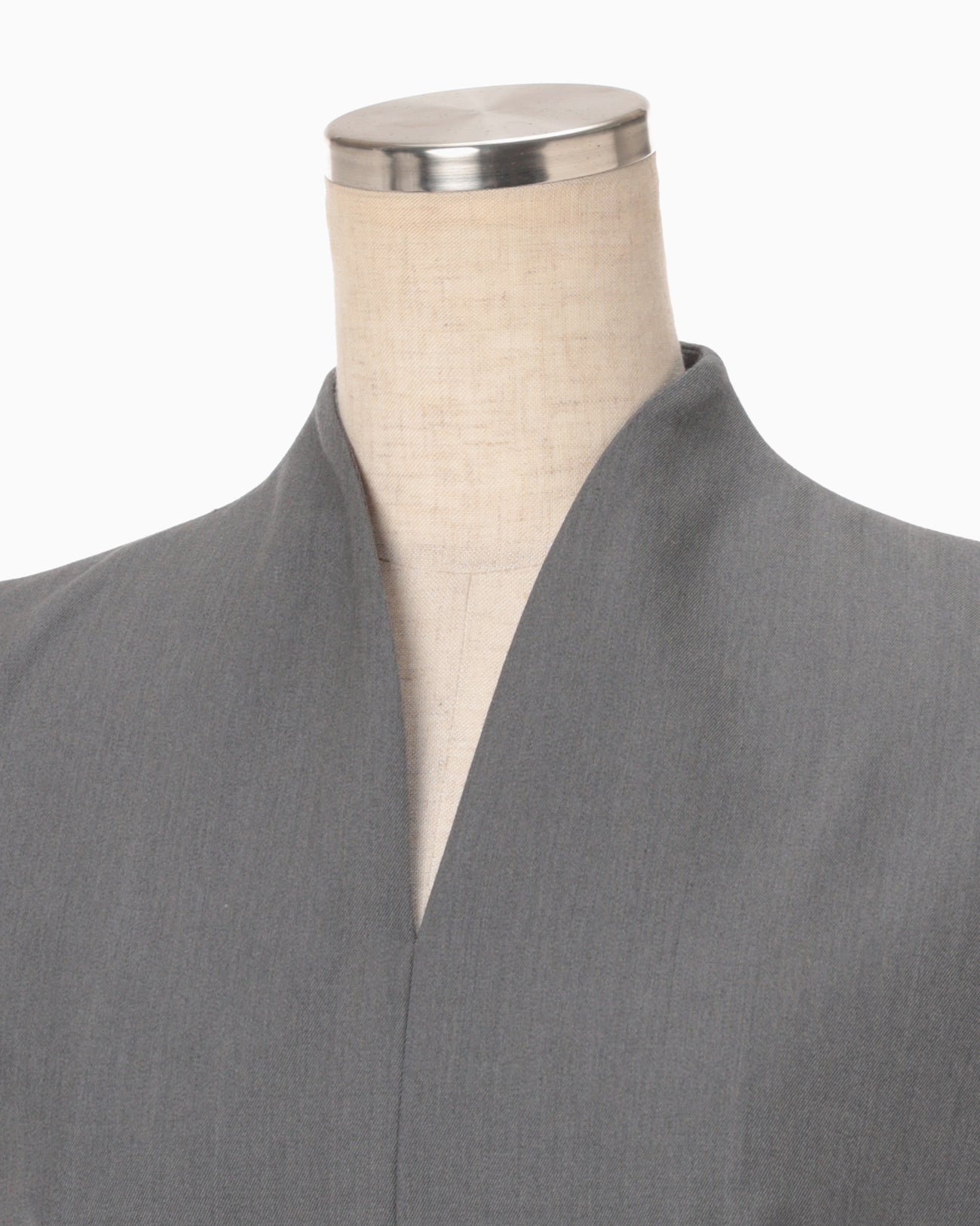 Light Wool Max Gabadine V-Neck Dress - grey