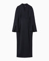 Light Wool Max Gabadine V-Neck Dress - navy