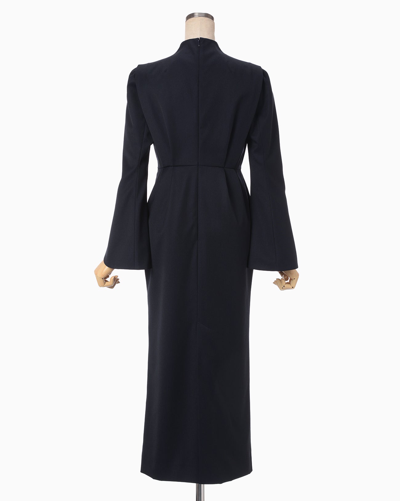 Light Wool Max Gabadine V-Neck Dress - navy