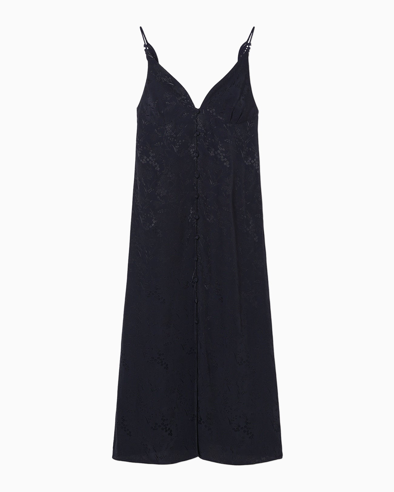 Floral Jacquard Camisole Dress - navy