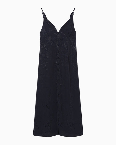 Floral Jacquard Camisole Dress - navy