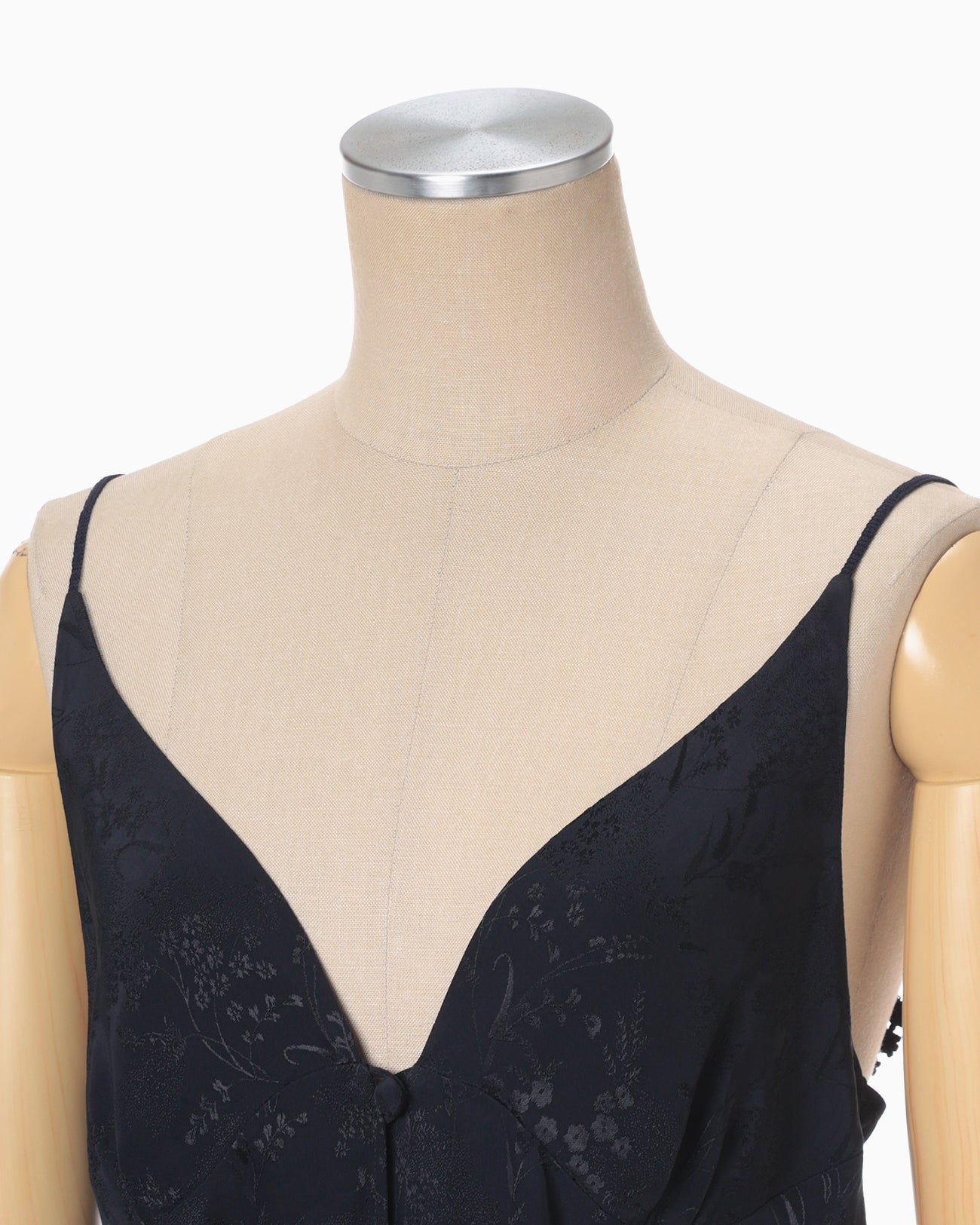 Floral Jacquard Camisole Dress - navy