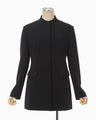 Acetate Polyester Mao Collar Jacket - black