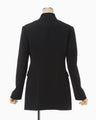 Acetate Polyester Mao Collar Jacket - black