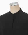 Acetate Polyester Mao Collar Jacket - black