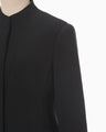 Acetate Polyester Mao Collar Jacket - black