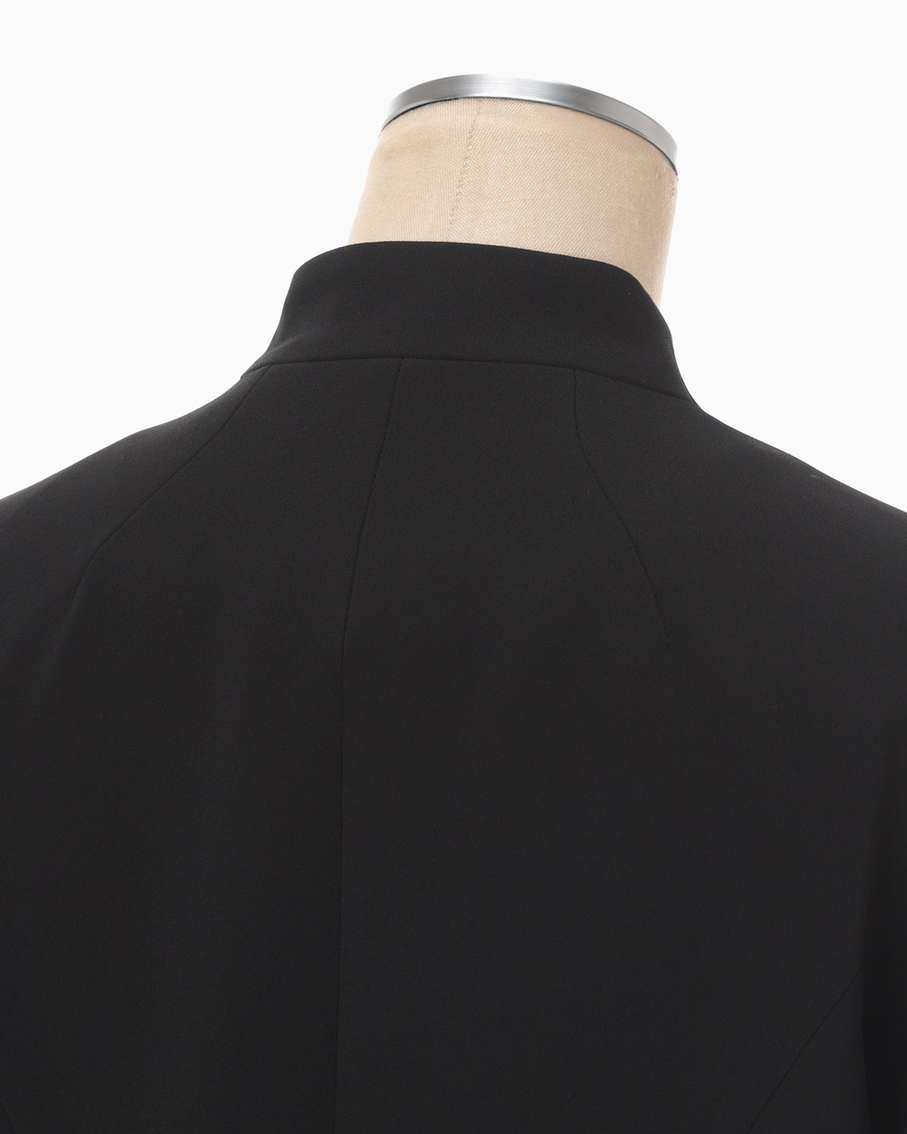 Acetate Polyester Mao Collar Jacket - black