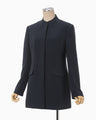 Acetate Polyester Mao Collar Jacket - navy