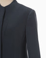 Acetate Polyester Mao Collar Jacket - navy