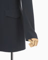 Acetate Polyester Mao Collar Jacket - navy