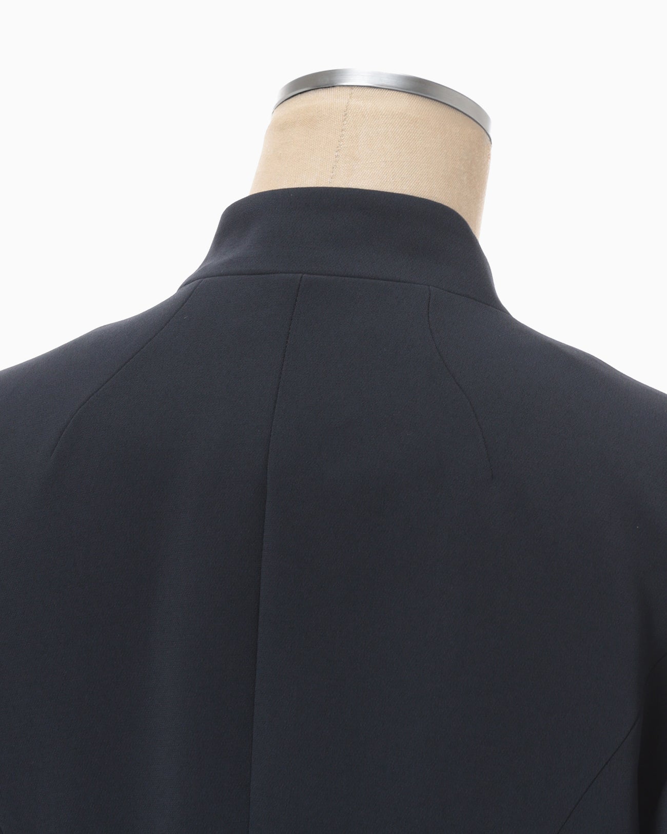 Acetate Polyester Mao Collar Jacket - navy