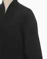 Acetate Polyester Collarless Short Jacket - black