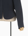 Acetate Polyester Collarless Short Jacket - navy