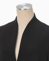 Acetate Polyester Collarless Double Breasted Suit Jacket - black