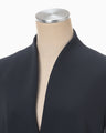 Acetate Polyester Collarless Double Breasted Suit Jacket - navy