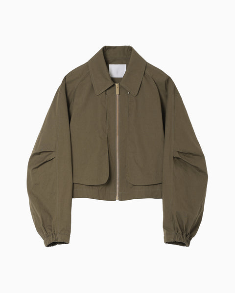 Organic Cotton Twill Short Jacket - khaki