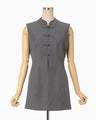 Light Wool Max Gabadine Mao Collar Vest - grey