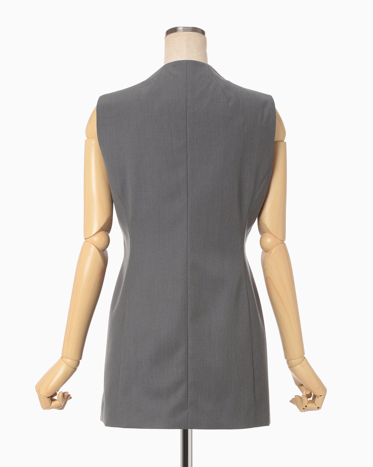 Light Wool Max Gabadine Mao Collar Vest - grey