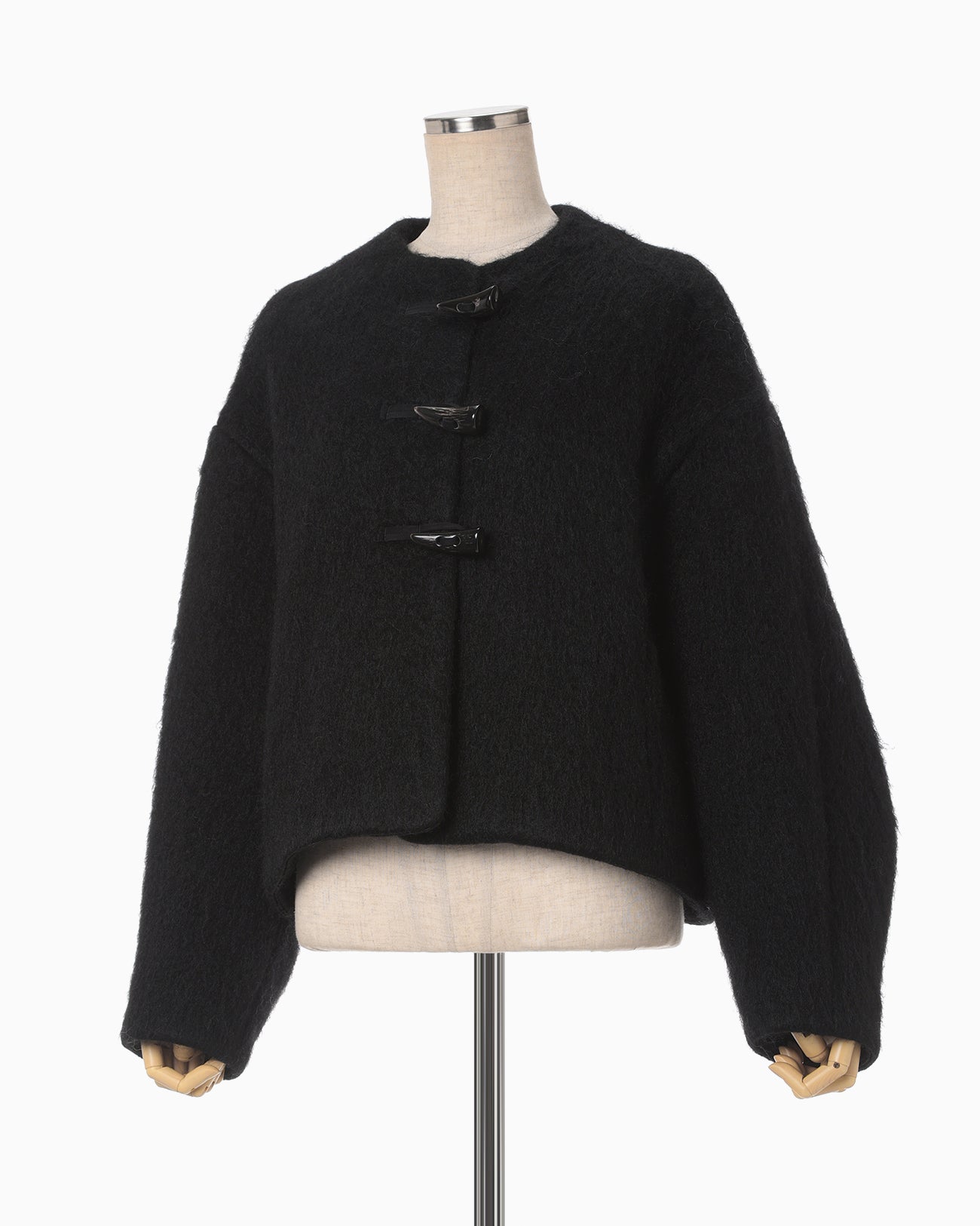 Gradient Dye Mohair Cropped Coat - black