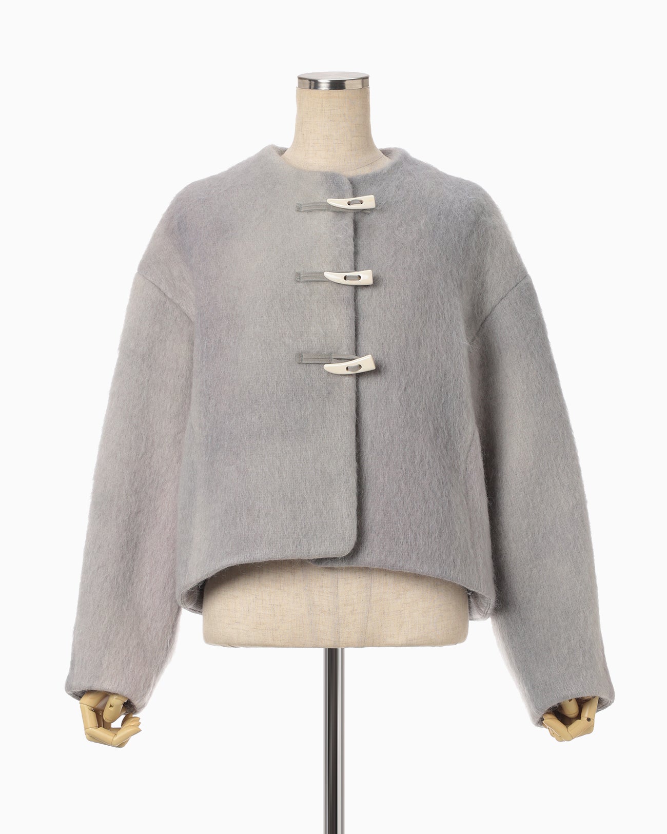 Gradient Dye Mohair Cropped Coat - grey