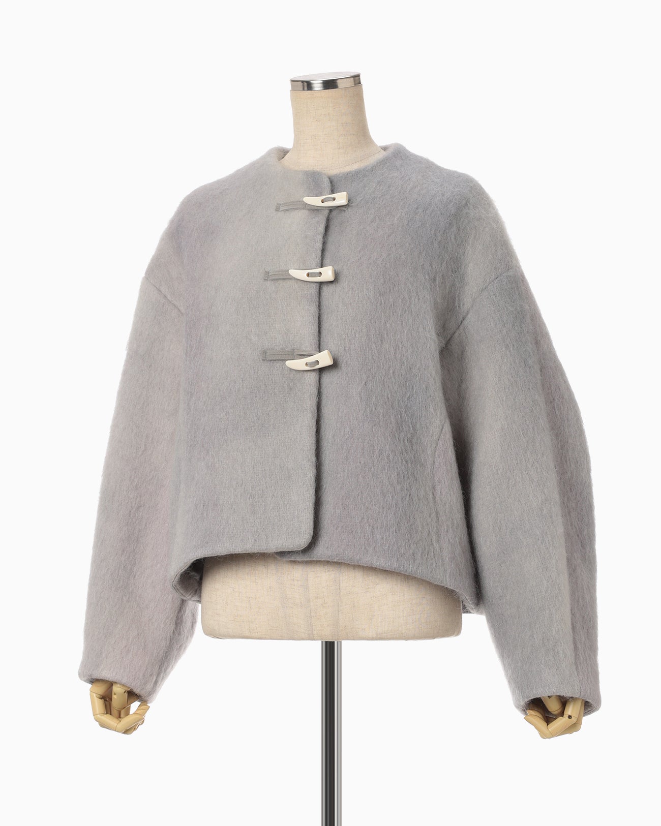 Gradient Dye Mohair Cropped Coat - grey