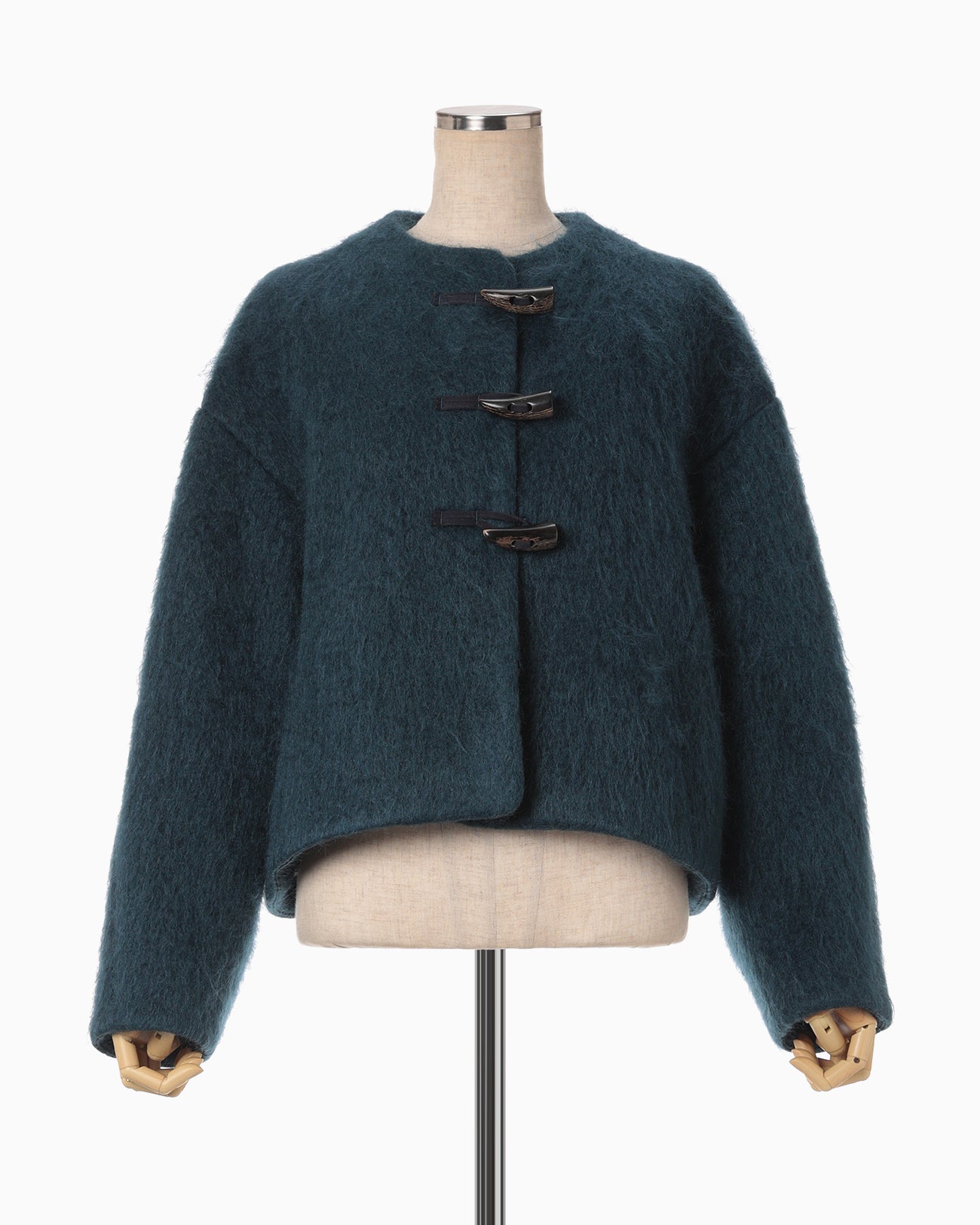 Gradient Dye Mohair Cropped Coat - navy