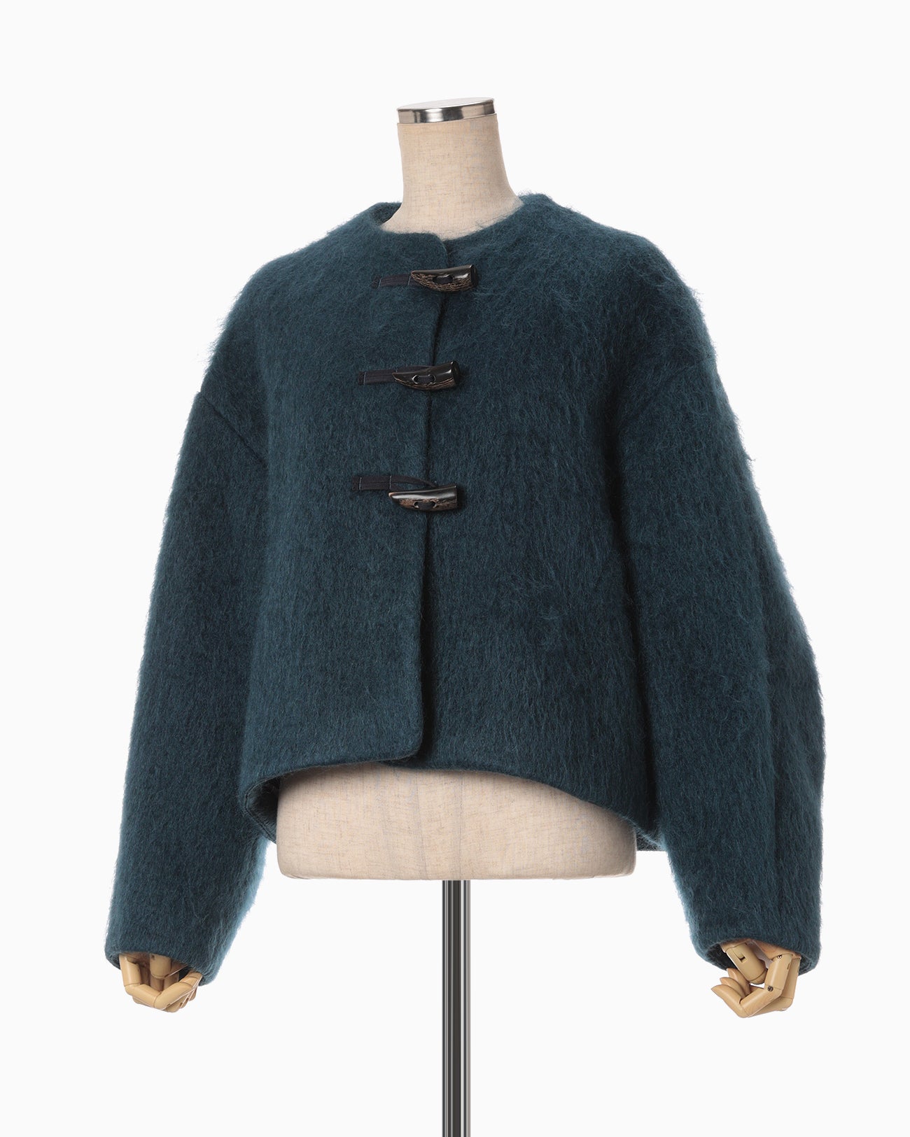 Gradient Dye Mohair Cropped Coat - navy