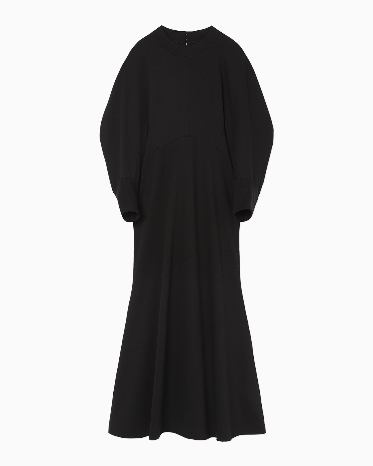 Cotton Jersey Flared Dress - black