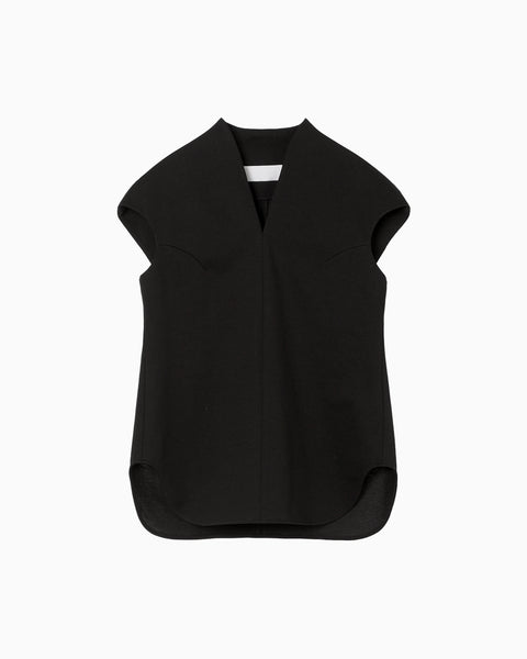 Cotton Jersey French Sleeve Top - black