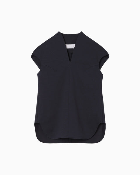 Cotton Jersey French Sleeve Top - navy