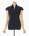 Cotton Jersey French Sleeve Top - navy