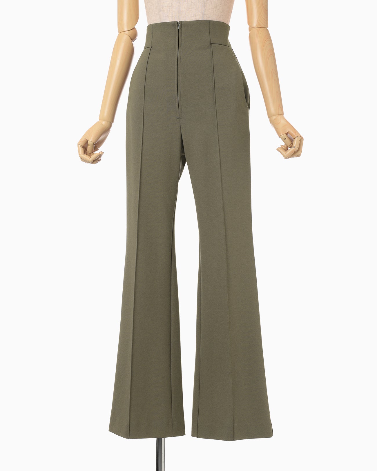 Double Jersey Flared Trousers - khaki