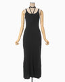 Random Ribbed Organic Cotton 2way Dress - black