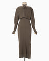 Random Ribbed Organic Cotton 2way Dress - khaki