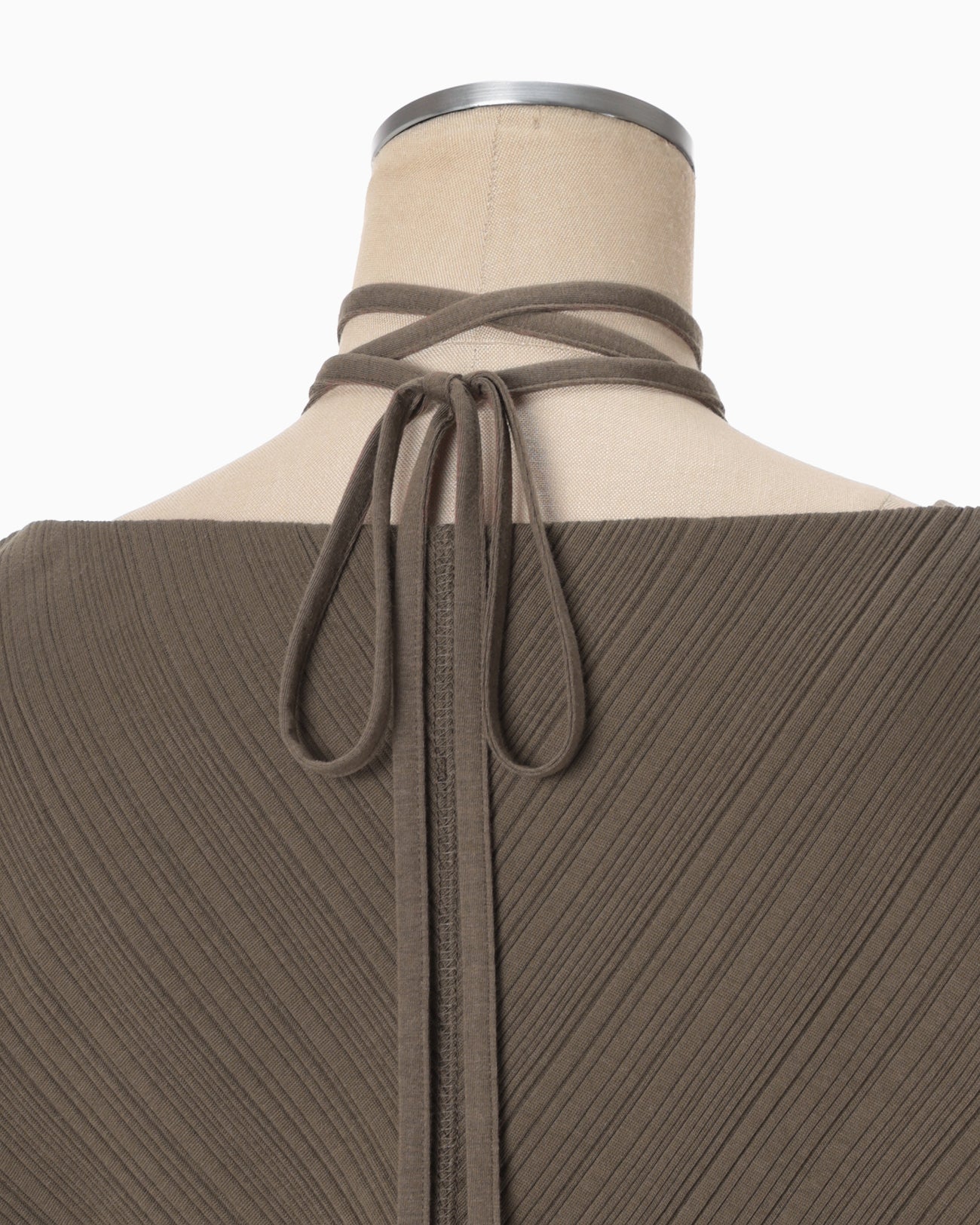 Random Ribbed Organic Cotton 2way Dress - khaki