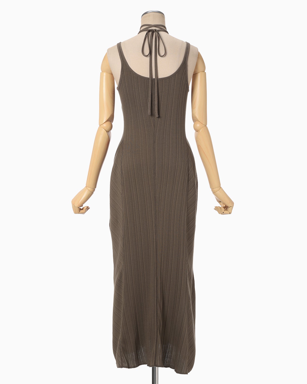 Random Ribbed Organic Cotton 2way Dress - khaki