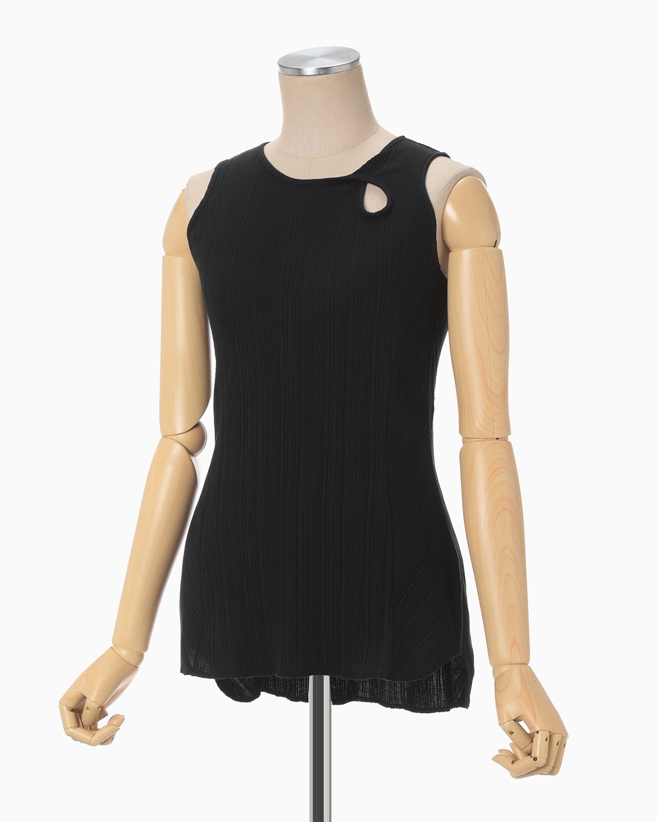 Random Ribbed Organic Cotton Sleeveless Top - black