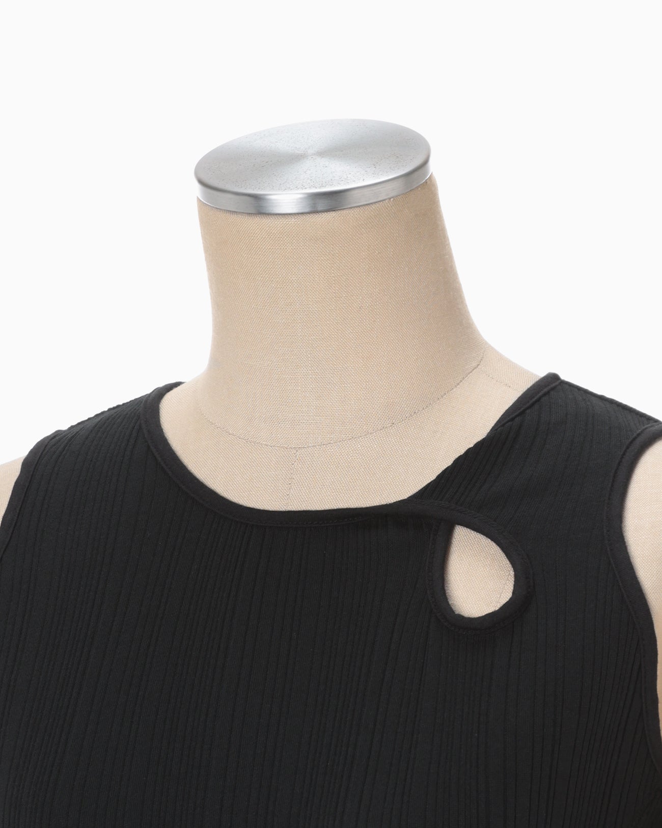 Random Ribbed Organic Cotton Sleeveless Top - black