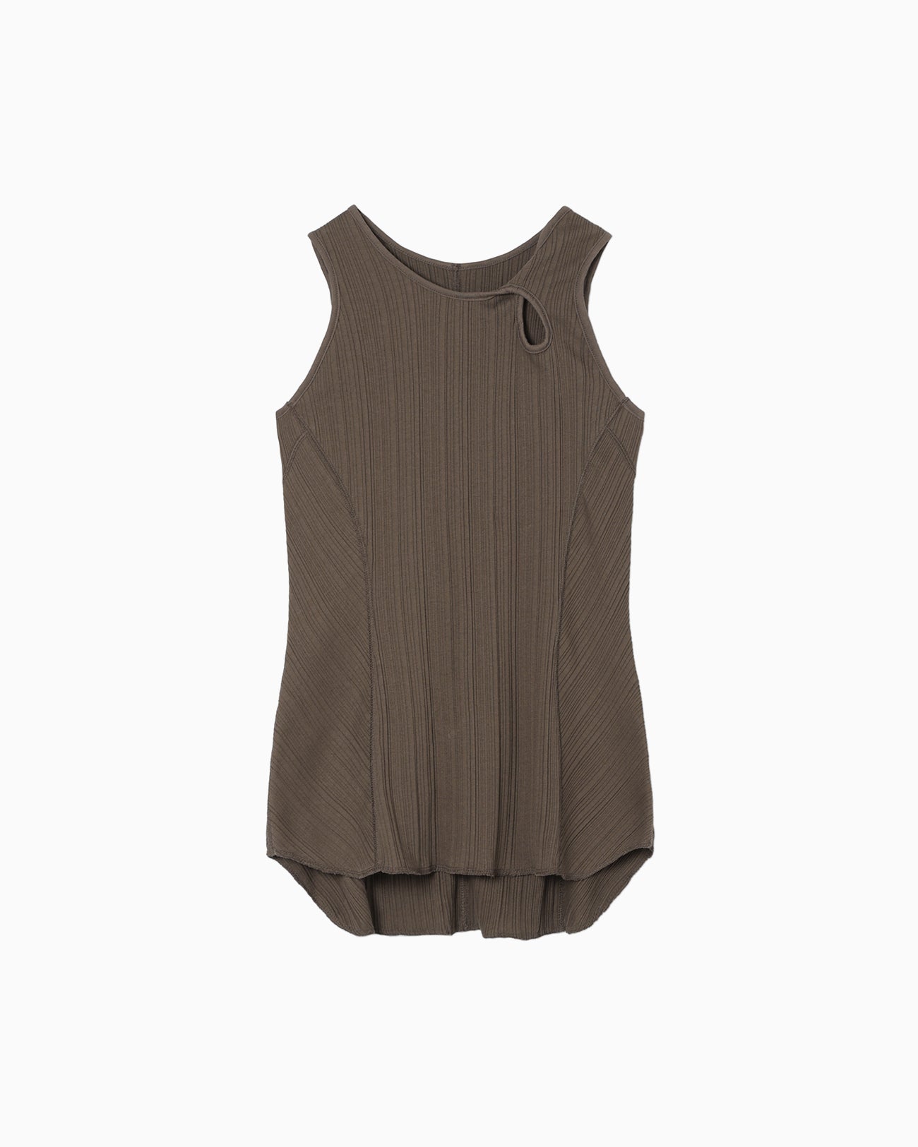 Random Ribbed Organic Cotton Sleeveless Top - khaki