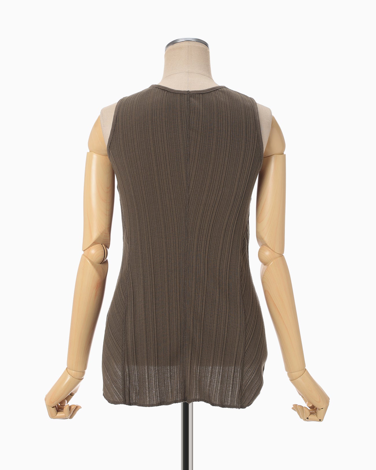 Random Ribbed Organic Cotton Sleeveless Top - khaki