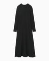 Shirring Jersey Jacquard Flared Dress - black