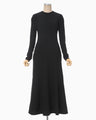 Shirring Jersey Jacquard Flared Dress - black